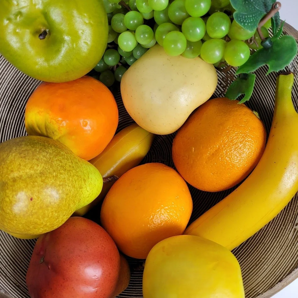 Vintage Artificial Assorted Fruit Hollow Faux Apples Banana Grapes Orange